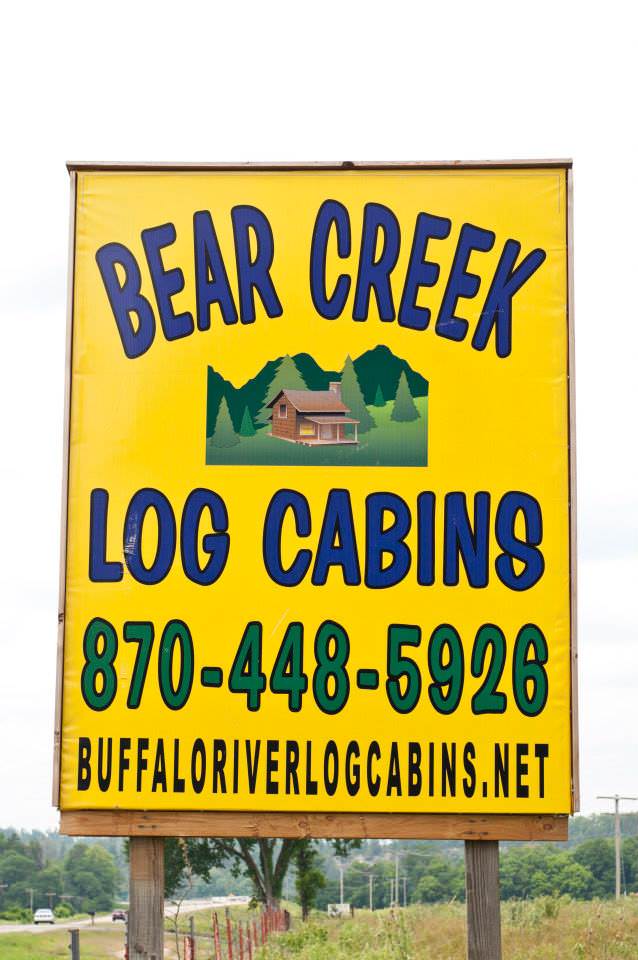 Buffalo National River  Arkansas log cabin vacation rental cabins at Bear Creek Log Cabins just off Hwy 65
